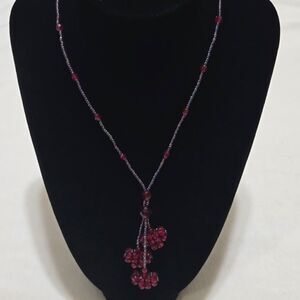 Beaded Necklace in Deep Red